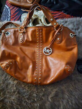 Michael Kors Astor Studded Burnt Orange Leather Tote - Excellent Condition